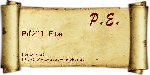 Pál Ete névjegykártya